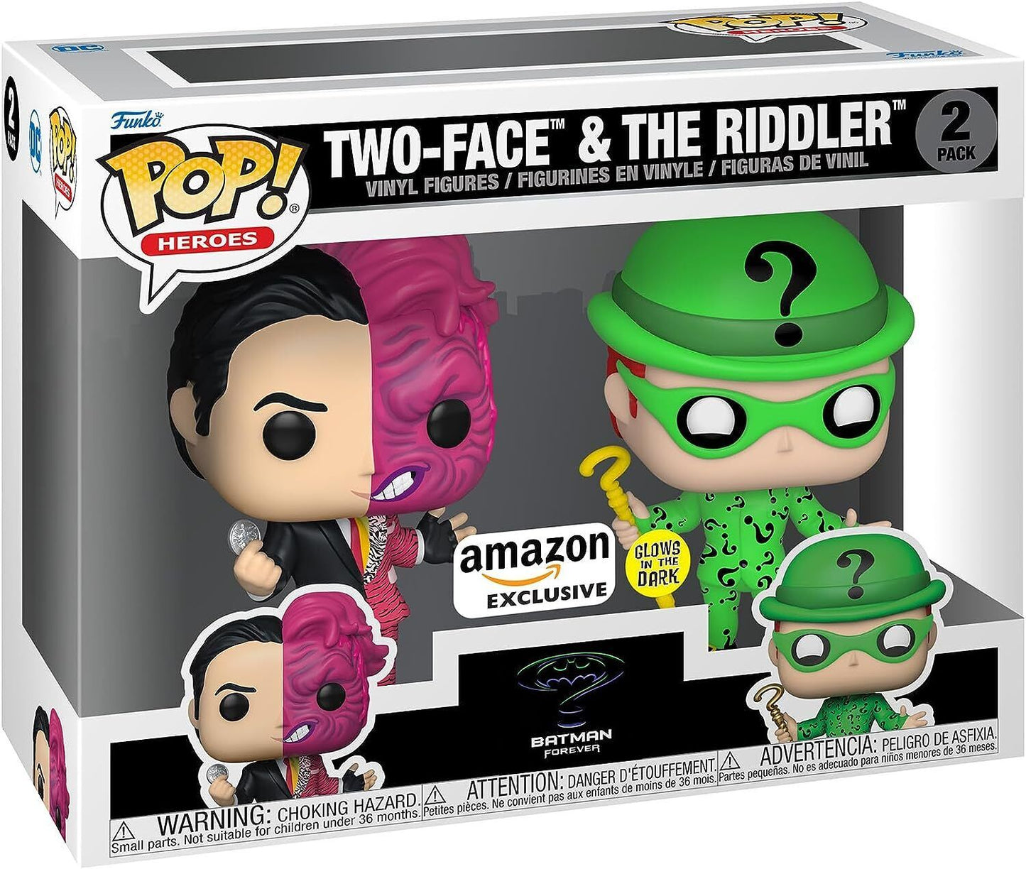 Funko Pop! Batman Forever 1995 Two-Face & The Riddler Glow-in-the-Dark 2-Pack | DC Comics Villains Collectible Figures - AhhKillEz Shop