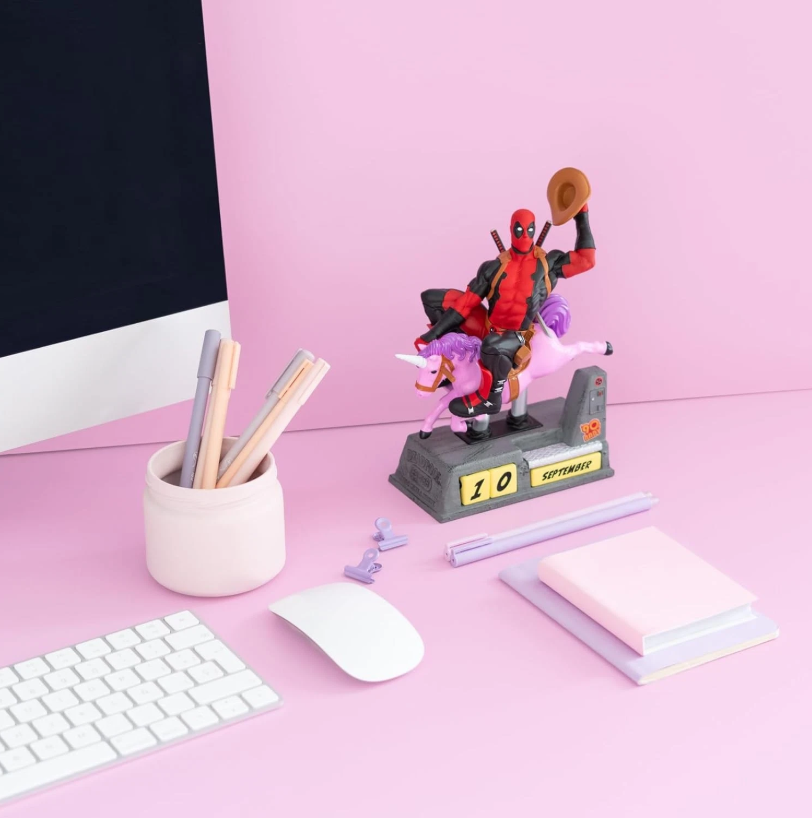 Official Marvel Deadpool 3D Perpetual Calendar Figure – Hand-Painted Desk Ornament | Superhero Gift Collectible - AhhKillEz Shop
