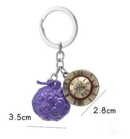 One Piece Metal Keychain – Luffy, Ace, Law or Whitebeard & Devil Fruit Design