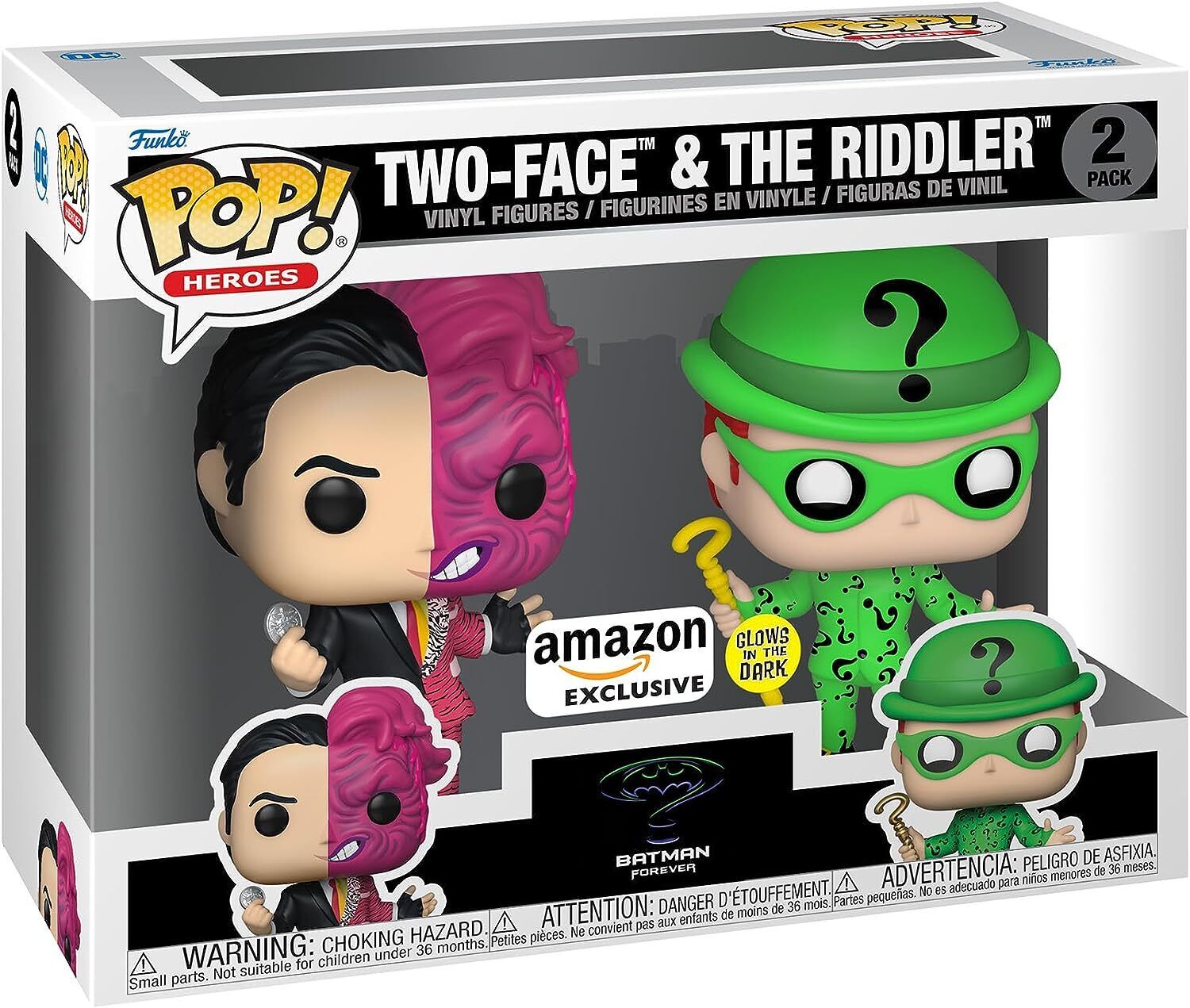 Funko Pop! Batman Forever 1995 Two-Face & The Riddler Glow-in-the-Dark 2-Pack | DC Comics Villains Collectible Figures - AhhKillEz Shop