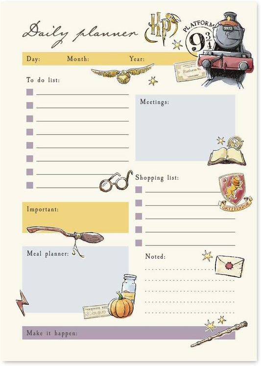 Harry Potter A5 Daily Planner Pad – Official Wizarding World Stationery | Desk Organiser & School Gift - AhhKillEz Shop