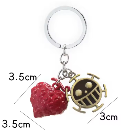 One Piece Metal Keychain – Luffy, Ace, Law or Whitebeard & Devil Fruit Design