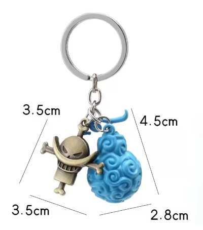 One Piece Metal Keychain – Luffy, Ace, Law or Whitebeard & Devil Fruit Design