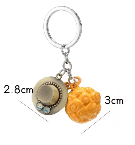 One Piece Metal Keychain – Luffy, Ace, Law or Whitebeard & Devil Fruit Design