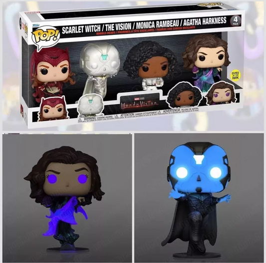 Funko Pop! Marvel Studios WandaVision 4-Pack – Scarlet Witch, Vision, Monica Rambeau & Agatha Harkness | Special Edition Vinyl Figures - AhhKillEz Shop